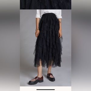 Anthropologie Tesia Ruffled Tulle Midi Skirt statement for special occasion